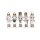Nussknacker Christbaumschmuck 5er Set weiß in Box 13cm mit Aufhänger