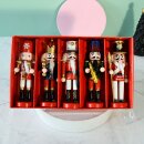 Nussknacker Christbaumschmuck 5er Set bunt in Box 13cm mit Aufhänger