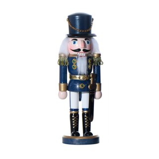Premium Nussknacker Nutcracker Einzeln Verpackt in Box Sichtfenster Blau 25cm