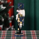 Premium Nussknacker Nutcracker Einzeln Verpackt in Box Sichtfenster Blau 25cm