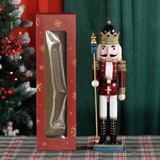 Nussknacker Nutcracker Einzeln Verpackt in Box Sichtfenster Dunkelrot ca.38-40cm