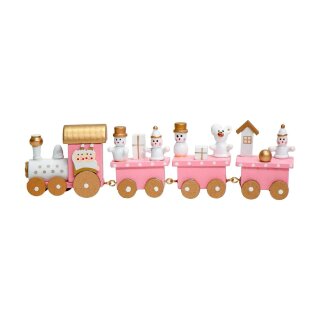 Weihnachtszug Deko Weihnachten Weihnachtsdeko Christmas Zug Anhänger Rosa Weiß 20cm