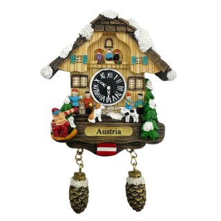 Kuckucksuhr Magnet Souvenir Skiurlaub Ski Kühlschrankmagnet Austria