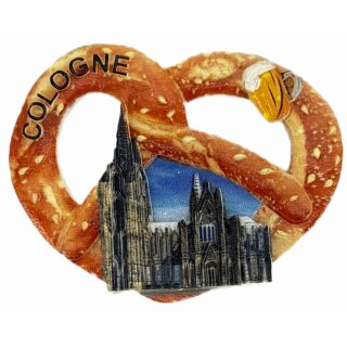 Souvenir Kühlschrankmagnet – Brezel mit Altstadt Motiv –  Cologne