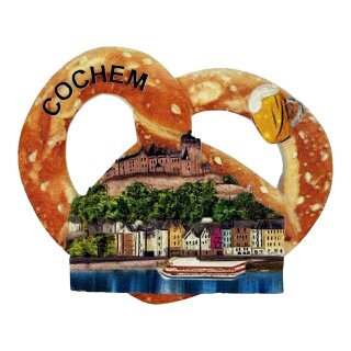 Souvenir Kühlschrankmagnet – Brezel mit Altstadt Motiv – Cochem