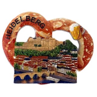 Souvenir Kühlschrankmagnet – Brezel mit Altstadt Motiv – Heidelberg