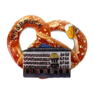Souvenir Kühlschrankmagnet – Brezel mit Altstadt Motiv – Innsbruck