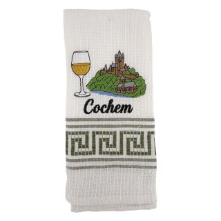 Geschirrtuch Tuch Handtuch ca. 60 x 40cm Deutschland Cochem Reichsburg Weinglas Grün