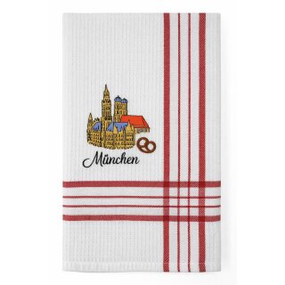 Geschirrtuch Tuch Handtuch ca. 65 x 40cm München Neues Rathaus Frauenkirche Rot
