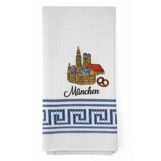 Geschirrtuch Tuch Handtuch ca. 60 x 40cm München Neues Rathaus Frauenkirche Blau
