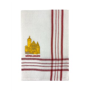 Geschirrtuch Tuch Handtuch ca. 65 x 40cm Nördlingen Danielturm Fachwerkhäusern Rot