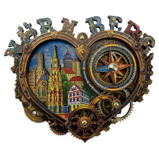 Holzmagnet Nürnberg Herz beweglich