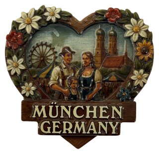 Magnet Polyresin Kühlschrankmagnet Souvenir Mitbringsel Herz - München