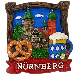 Magnet Polyresin Kühlschrankmagnet Souvenir Mitbringsel Bayern Holzoptik - Nürnberg