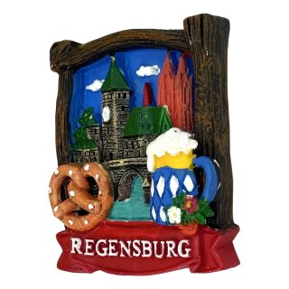 Magnet Polyresin Kühlschrankmagnet Souvenir Mitbringsel Bayern Holzoptik - Regensburg