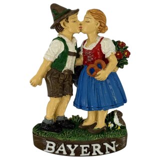 Magnet Polyresin Kühlschrankmagnet Souvenir Mitbringsel Trachtenpaar Verliebt - Bayern