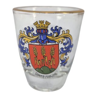 Schnaps Glas Dinkelsbühl Goldrand Stadtwappen