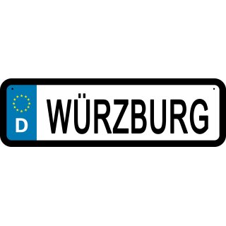 Blechschild Metall Klein - Würzburg KFZ 26 x 7 cm