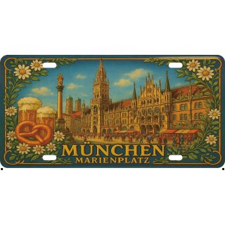 Blechschild Metall -  München Marienplatz