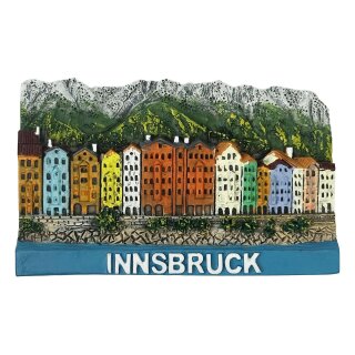 Kühlschrankmagnet – Bunte Häuser am Inn & Alpen Motiv – Innsbruck