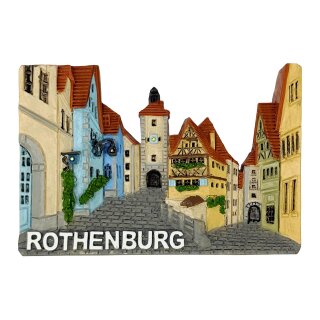 Kühlschrankmagnet Souvenir – Rothenburg Altstadtgasse Motiv