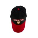 Basecap Frankfurt  mit Stickerei Frankfurt Wappen und Germany Schrift, Schwarz mit rotem Schirmrand