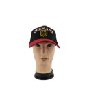 Basecap Germany mit Stickerei Deutschland Wappen und Germany Schrift, Schwarz mit rotem Schirmrand