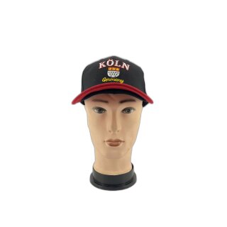 Basecap Köln mit Stickerei Köln-Wappen und Germany Schrift, Schwarz mit rotem Schirmrand