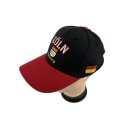 Basecap Köln mit Stickerei Köln-Wappen und Germany Schrift, Schwarz mit rotem Schirmrand