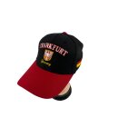Basecap Frankfurt mit Stickerei Frankfurt Wappen und Frankfurt Schrift, Schwarz mit rotem Schirmrand
