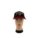 Basecap Köln mit Stickerei Köln-Wappen und Nürnberg Schrift, Schwarz mit rotem Schirmrand