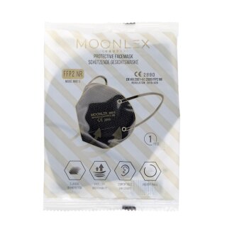 MOONLEX FFP2 Maske – 5-lagig, CE-zertifiziert, einzeln verpackt, Made in Europe Schwarz