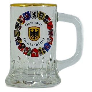 Glas Henkel Krug 4 cl Nürnberg Goldrand Seidelchen Hans Glas