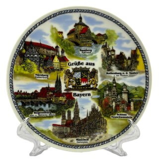 ca. 19cm Teller Bayern Nürnberg Bamberg Rothenburg Neuschwanstein Regensburg München aquarel
