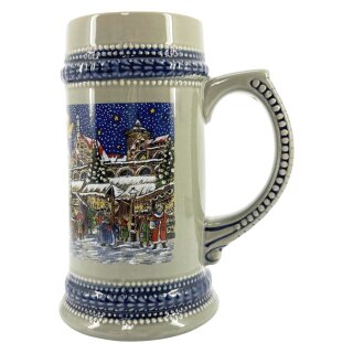 Reliefkrug Borte blau Nürnberg Weihnachtsmarkt17cm 90mm