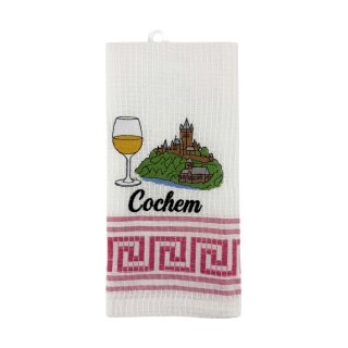 Geschirrtuch Tuch Handtuch ca. 60 x 40cm Deutschland Cochem Reichsburg Weinglas Pflaume