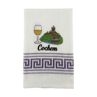 Geschirrtuch Tuch Handtuch ca. 60 x 40cm Deutschland Cochem Reichsburg Weinglas Lila