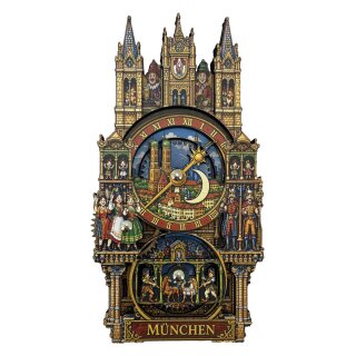 Holzmagnet Kühlschrankmagnet München Marienplatz drehbar, Made in EU