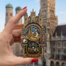 Holzmagnet Kühlschrankmagnet München Marienplatz drehbar, Made in EU