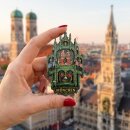 Holzmagnet München Marienplatz Glockenspiel Beweglich Magnet Made in EU