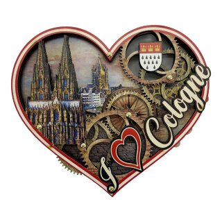 Holzmagnet Cologne Herz drehend Köln