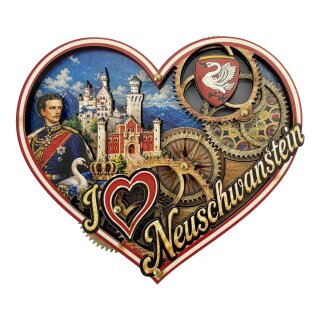Holzmagnet Neuschwanstein Herz, Made in EU