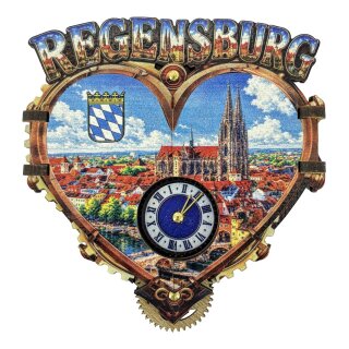 Holzmagnet Regensburg Herz mit Tür, Made in EU