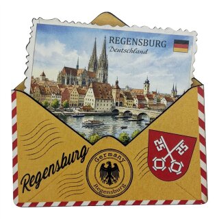 Holzmagnet Holz Herz Magnet Briefumschlag Post - Regensburg