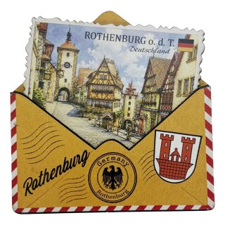 Holzmagnet Holz Herz Magnet Briefumschlag Post - Rothenburg ob der Tauber