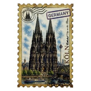 Holzmagnet Magnet Holz Briefmakenoptik - Köln Dom